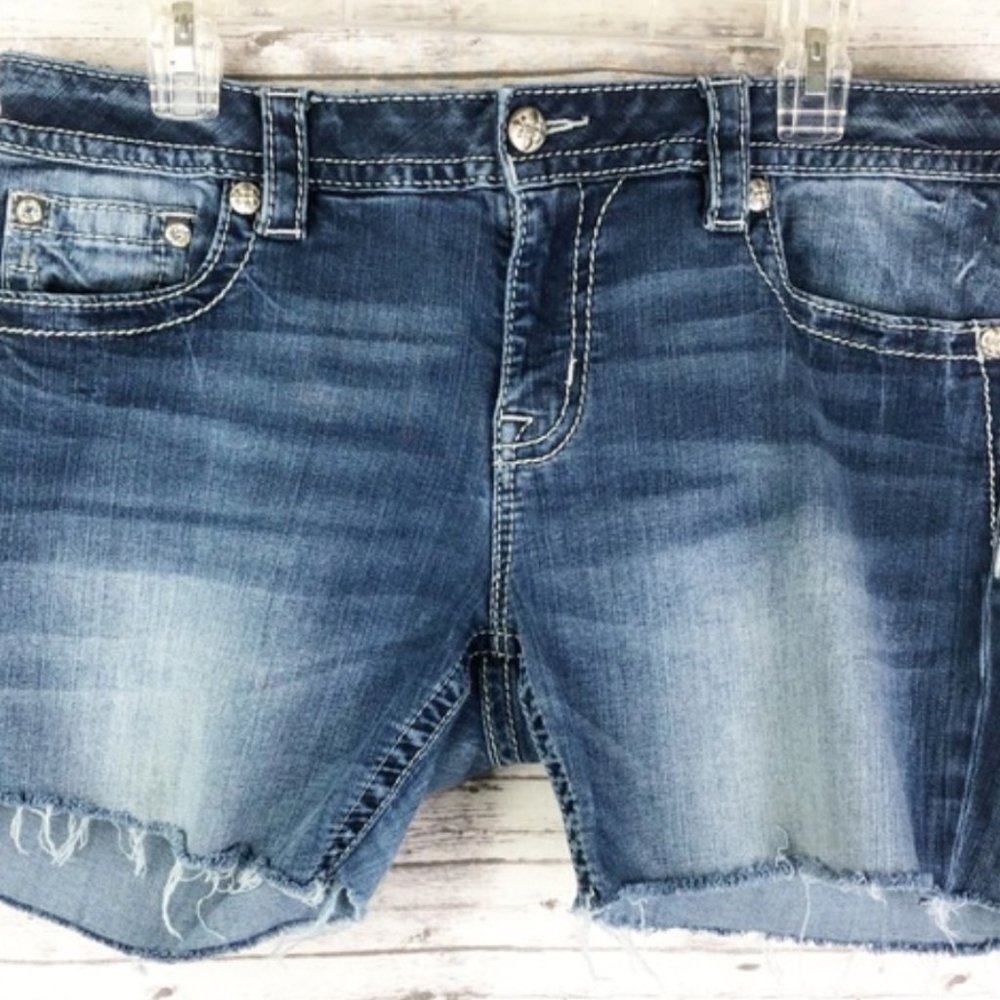 Miss Me Angel Wing Bling Cut Off Shorts